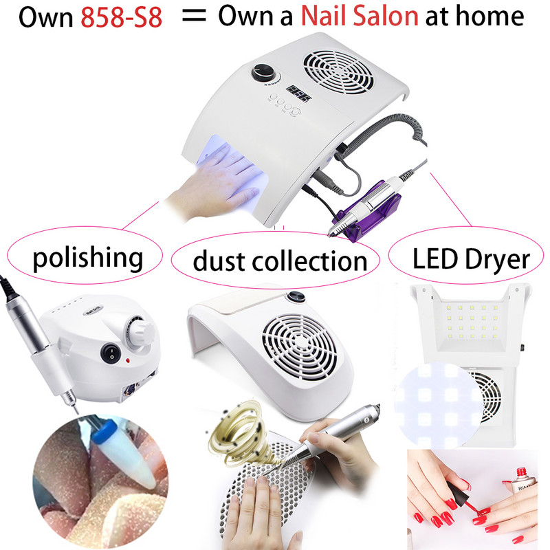 Nagų gręžimo mašina 35000 RPM su UV LED nagų lempos dulkių siurbliu Profesionalus elektrinis nagų dildės keraminių frezavimo pjaustytuvų dovanų rinkinys
