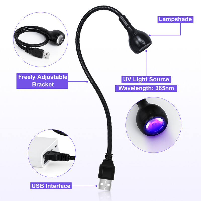 UV lámpa Körömlámpák Szárító Led Ultraibolya USB Flexibilis Mini Gél Kikeményítő Lámpa Manikűr Pedikűr eszközök