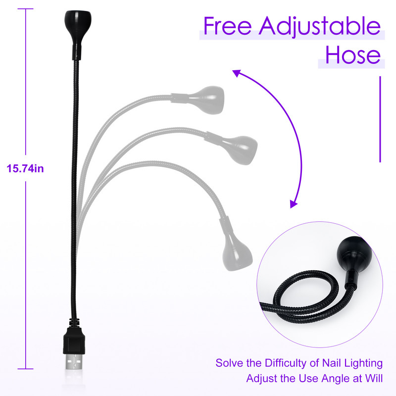 UV lámpa Körömlámpák Szárító Led Ultraibolya USB Flexibilis Mini Gél Kikeményítő Lámpa Manikűr Pedikűr eszközök