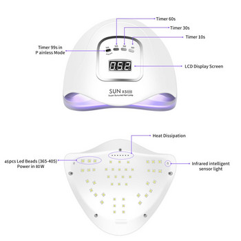 SUNX5 Max 90/72/36W Λάμπα LED Στεγνωτήριο νυχιών 45/36/18 LEDs UV Ice Lamp For Drying Gel Polish Timer Auto Sensor Manicure Tools