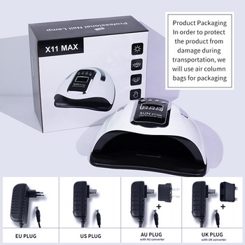 SUN X11 MAX UV LED Λάμπα νυχιών για Μανικιούρ 280W Gel Polish Drying Machine with Large LCD Touch 66LEDS Smart Nail Dryer