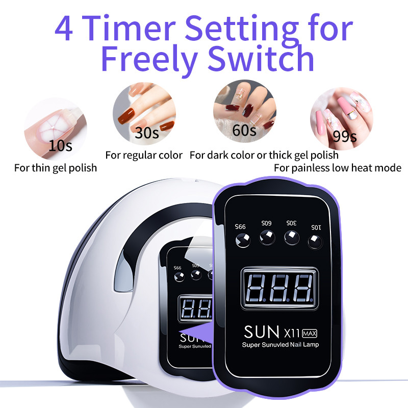 SUN X11 MAX UV LED körömlámpa manikűrhöz 280W géllakk szárítógép nagy LCD Touch 66LEDS intelligens körömszárítóval