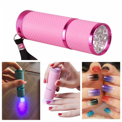 Mini UV LED svetlo UV LED lampa na sušičku nechtov na gélové nechty 9 LED baterka prenosný stroj na sušičku nechtov nástroje na zdobenie nechtov UV svetlo