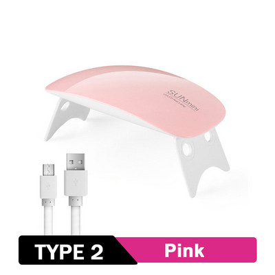 6W balta mini nagų džiovintuvo mašina UV3 LED lempa, nešiojamas USB laidas, skirtas naudoti namuose nagų UV gelio lako džiovintuvo lempa nagų dailės įrankis