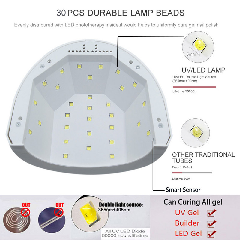 SUNone 48W UV lámpa körömszárítóhoz 30 DB LED lámpa manikűr kötő poli géles körömlakk szárításhoz mozgásérzékelős körömeszközökkel