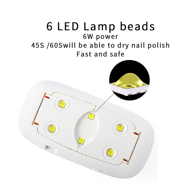 Körömlámpa 6w mini Körömszárító fehér rózsaszín uv LED lámpa Hordozható usb interfész Nagyon kényelmes otthoni használatra