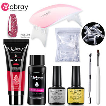 Mobray Poy UV Gel With UV LED Lamp Σετ Μανικιούρ Poly Nail Gel Polish Kit Nail Art Tools For Manicure Need Base Top Coat Nail Kit