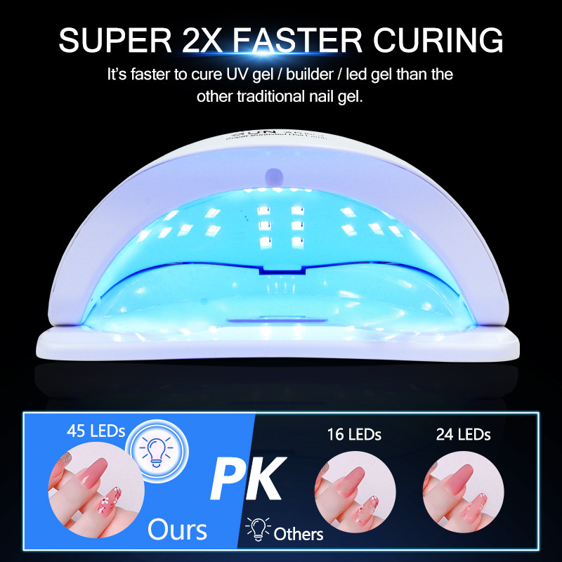 UV LED lámpa körmökhöz memória funkcióval Lámpa gél lakk szárító lámpához 45 LED lámpa otthoni manikűrhöz és körömszalonhoz