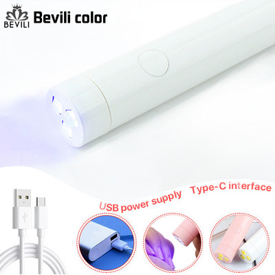 Μίνι στεγνωτήριο νυχιών με μπαταρία 200mAh Λάμπα νυχιών Φορητός φακός Usb Τύπος στυλό φωτός LED Μηχάνημα θεραπείας με υπεριώδη λάμπα ψησίματος