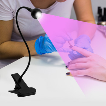 Лампа за мини маникюр с UV лепило с лилава лампа за полимеризиране с щипка за книга 3W Многофункционална USB лампа