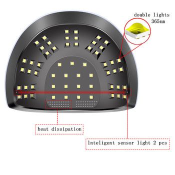 114/90/54W UV LED Λάμπα στεγνωτήρα νυχιών με αυτόματο αισθητήρα 57/21 LEDs UV Ice Lamp For Drying Gel Polish Timer Auto Manicure Tools
