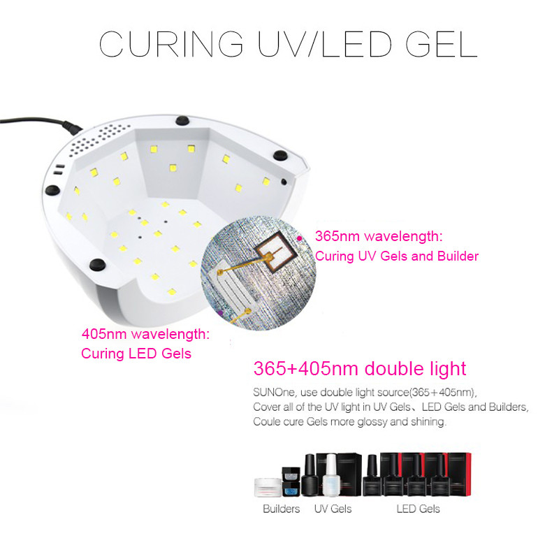 SUNone 48W UV LED lámpa körmökhöz Professzionális gél lakk szárító lámpa 4 fokozatú időzítővel Protable intelligens körömszárító körömszerszámok