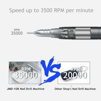 Ηλεκτρικό τρυπάνι νυχιών 35000RPM Σετ Μανικιούρ Πεντικιούρ Υψηλής Ταχύτητας Προμήθειες νυχιών για Επαγγελματίες Γυαλιστικό νυχιών Τριβείο