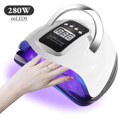 280W 66LEDS UV LED Dryer Nail For Drying Gel Polish Portable Design Lamp with Motion Sensing Nail Art Manicure