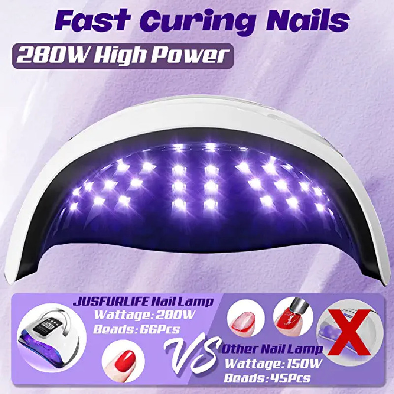 280W 66LEDS UV LED Dryer Nail For Drying Gel Polish Portable Design Lamp with Motion Sensing Nail Art Manicure