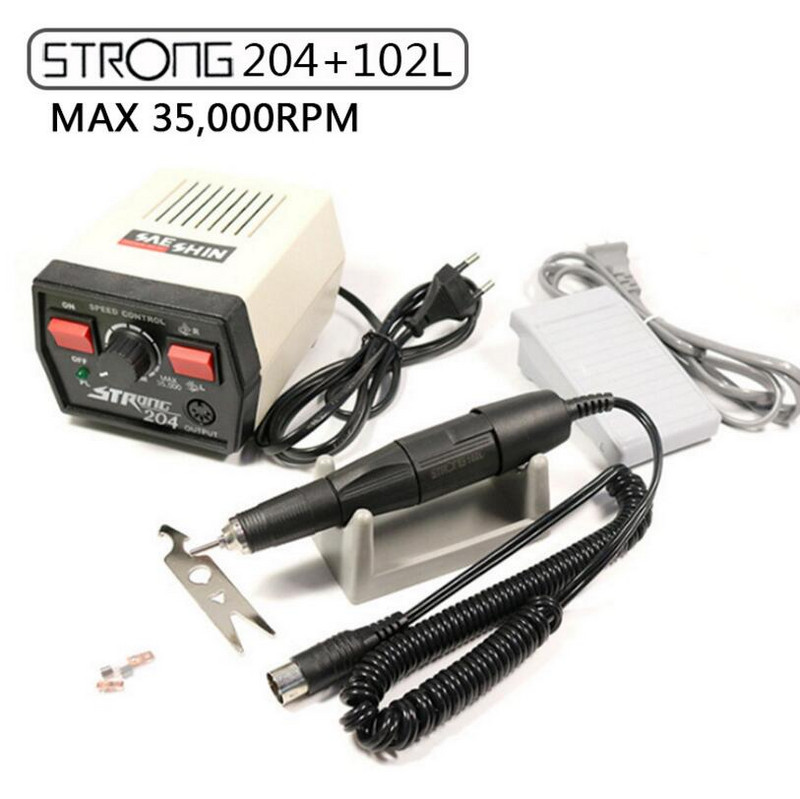 2018 Nou Sosire Strong 204+STRONG 210 Mâner 2.35 Mașină de găurit pentru unghii Manichiură Pedichiură Biți de pile electrice Echipament pentru arta unghiilor