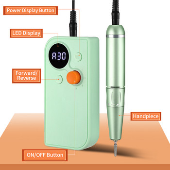 Преносима 30000/35000RPM акумулаторна бормашина за нокти за акрилни нокти Високоскоростна електрическа бормашина за маникюр за скулптурни инструменти