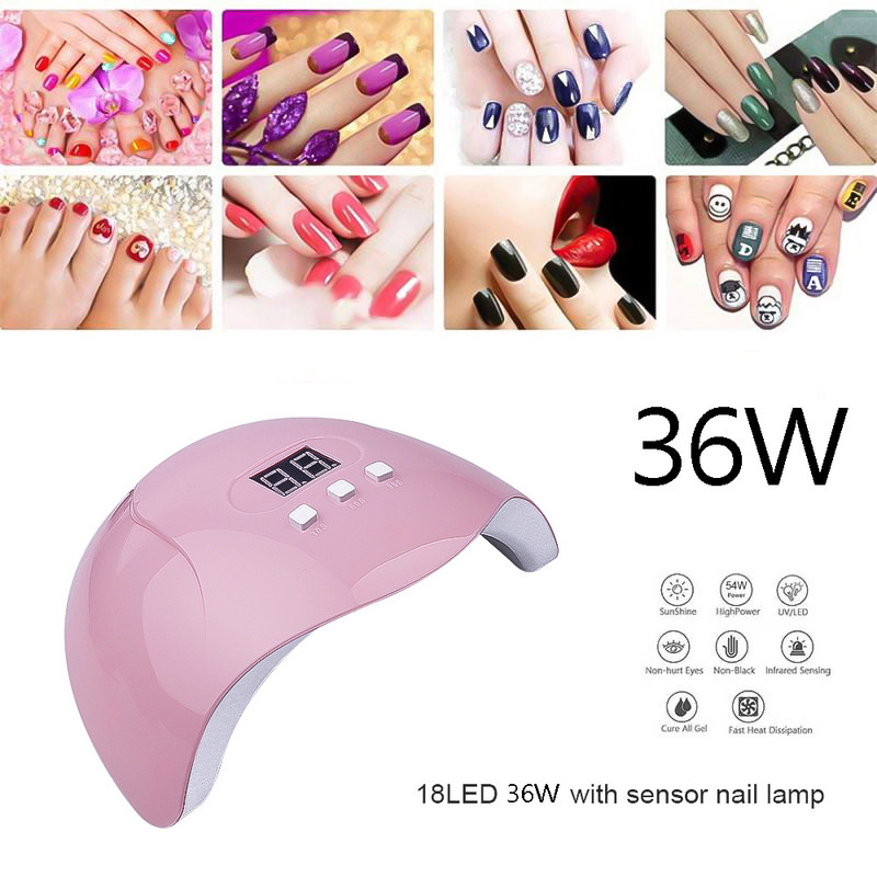 36W 18 Led Lights Körömszárító UV lámpa Kikeményítő körömlakk Gél Ice Pofession Lakk Lámpa Automatikus Érzékelő Köröm Art manikűr eszköz