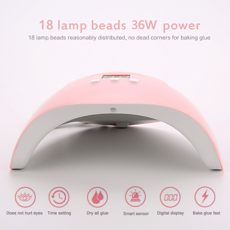 36W 18 Led Lights Körömszárító UV lámpa Kikeményítő körömlakk Gél Ice Pofession Lakk Lámpa Automatikus Érzékelő Köröm Art manikűr eszköz