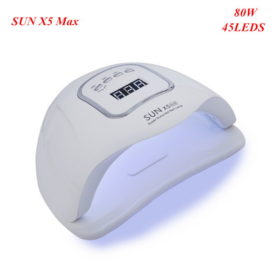 80 W SUN X5 Max LED UV lámpa Körömszárító géllakk kötőlámpa automatikus érzékelővel LCD kijelzővel 45LED lámpa női körömszárítóhoz