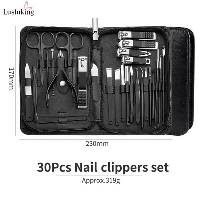 Set za uređenje noktiju Škare za nokte Set Rezači od nehrđajućeg čelika Pedikura Beauty Kit za manikuru s kompletom putne torbe 9/18/26 kom.