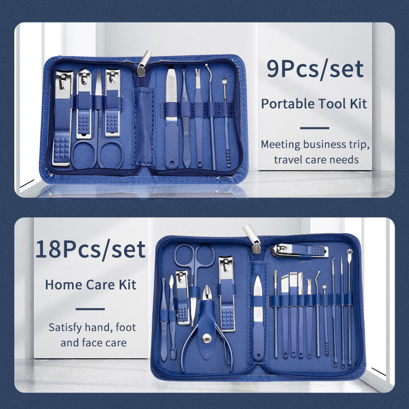 Set za uređenje noktiju Škare za nokte Set Rezači od nehrđajućeg čelika Pedikura Beauty Kit za manikuru s kompletom putne torbe 9/18/26 kom.