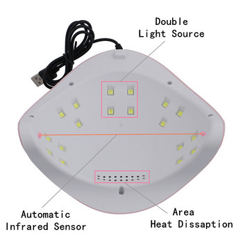 Φορητό μηχάνημα 36W Pink Nail Dryer Lamp UV LED 30/60/90s Timer Cable USB Home Use Nail UV Gel Vernish Dryer Dryer Εργαλείο λάμπα νυχιών