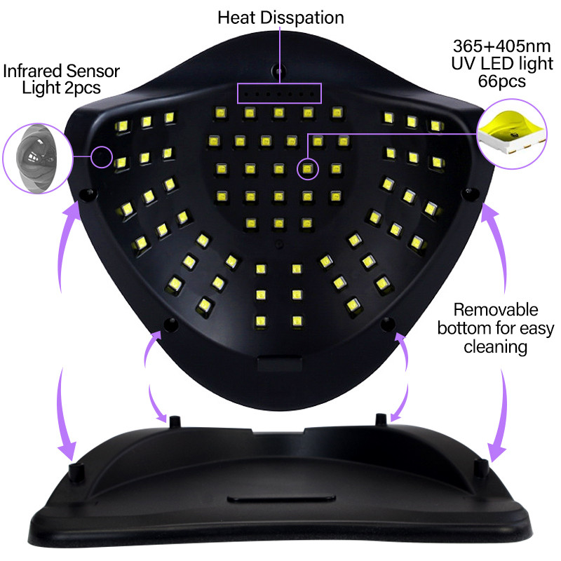 300w 66 Leds UV LED nagų džiovinimo lempa manikiūrui 4 režimų nagų lako džiovintuvas su LCD ekranu nagų džiovintuvo lempa, skirta nagų dailės priemonėms