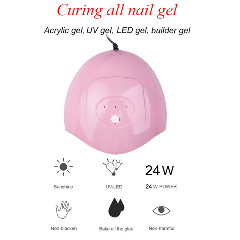Hot Nail Dryer 24W 12 Leds UV Led köröm lámpa akril köröm zselé lakk curer szárító lámpa Nail Art szalon manikűr géppel