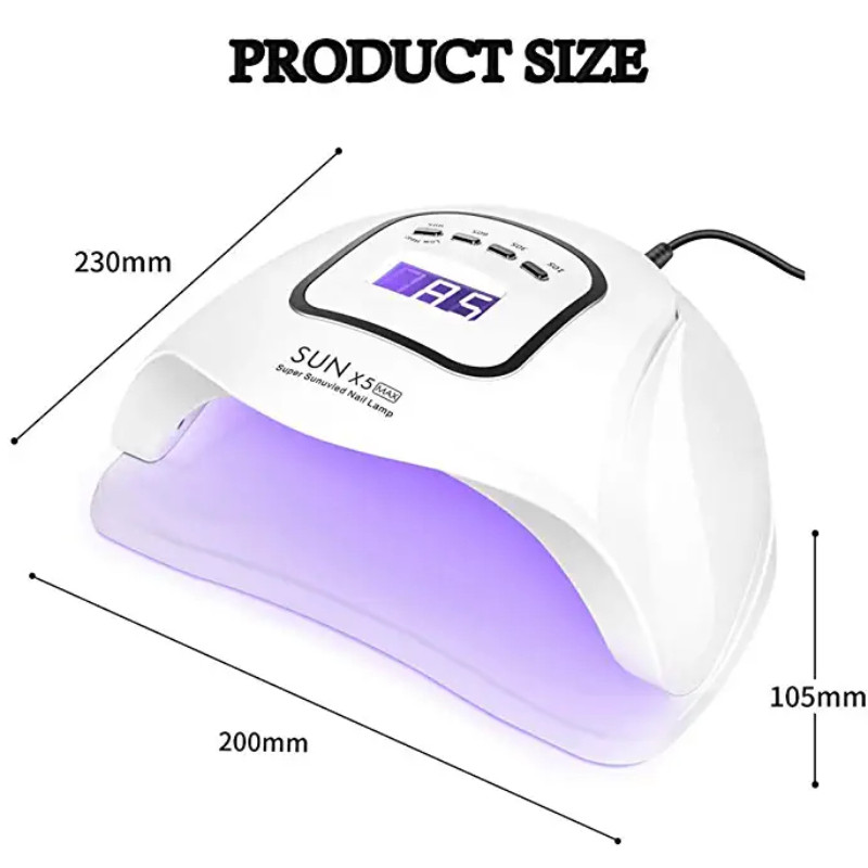 Lampă UV LED pentru unghii SUN X5/X10 pentru manichiură Uscător de unghii profesional 120W cu Lampă pentru uscare unghii cu 45 leduri pentru oja cu gel cu uscare rapidă