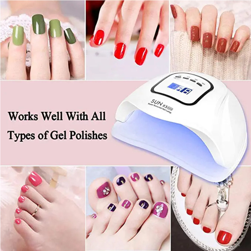 Lampă UV LED pentru unghii SUN X5/X10 pentru manichiură Uscător de unghii profesional 120W cu Lampă pentru uscare unghii cu 45 leduri pentru oja cu gel cu uscare rapidă