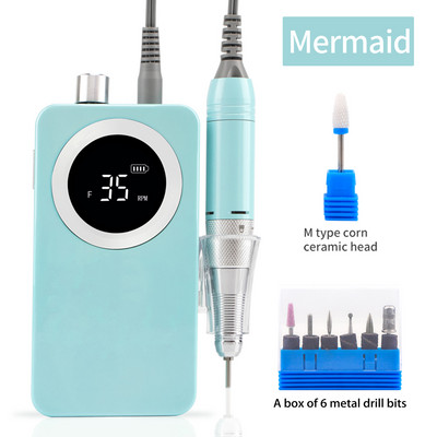 Akkus elektromos körömfúró gép Mermaid 35000 ford./perc fúrókészlet Beauty Manikűr Pedikűr Újratölthető akkumulátoros szögek vezeték nélküli