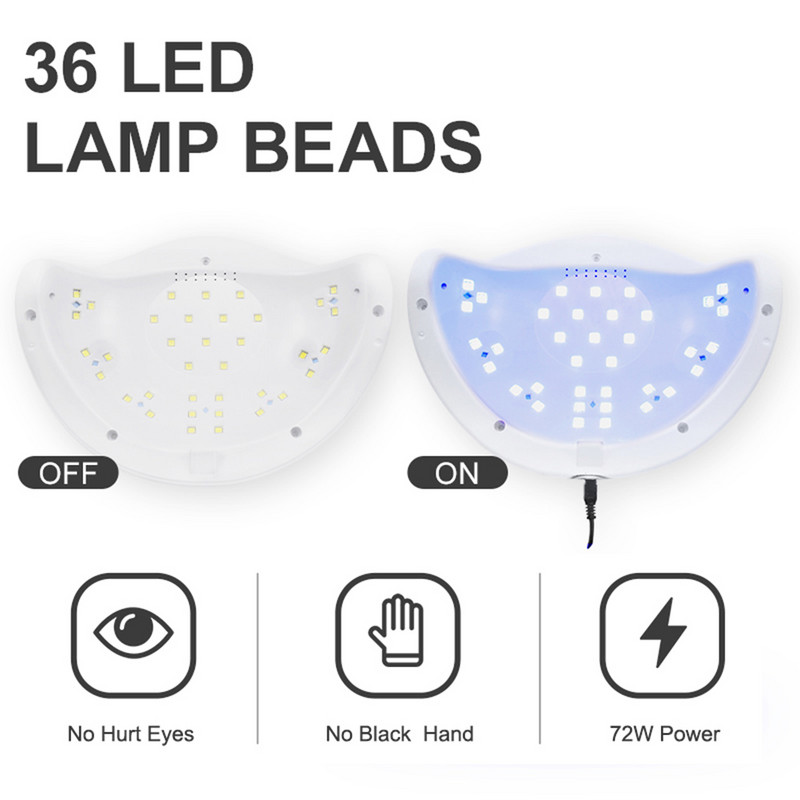 72 W SUN5 Pro UV lámpa LED körömlámpa körömszárító minden gélhez. Napfény infravörös érzékelő 10/30/60 mp időzítő Smart For manikűr