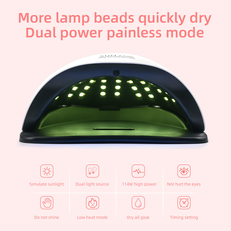 114 W SUNX7 MAX UV LED lámpás körömszárító minden zseléhez 57 LED szárító lámpalakk napfény időzítő 10/30/60 mp körömszárítóhoz