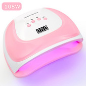 Lampă LED UV 108/80/72/36W pentru uscător de unghii Lampă cu gheață cu două mâini 54 LED-uri pentru manichiură Lampă cu gel pentru unghii Lampă pentru uscare lac cu gel