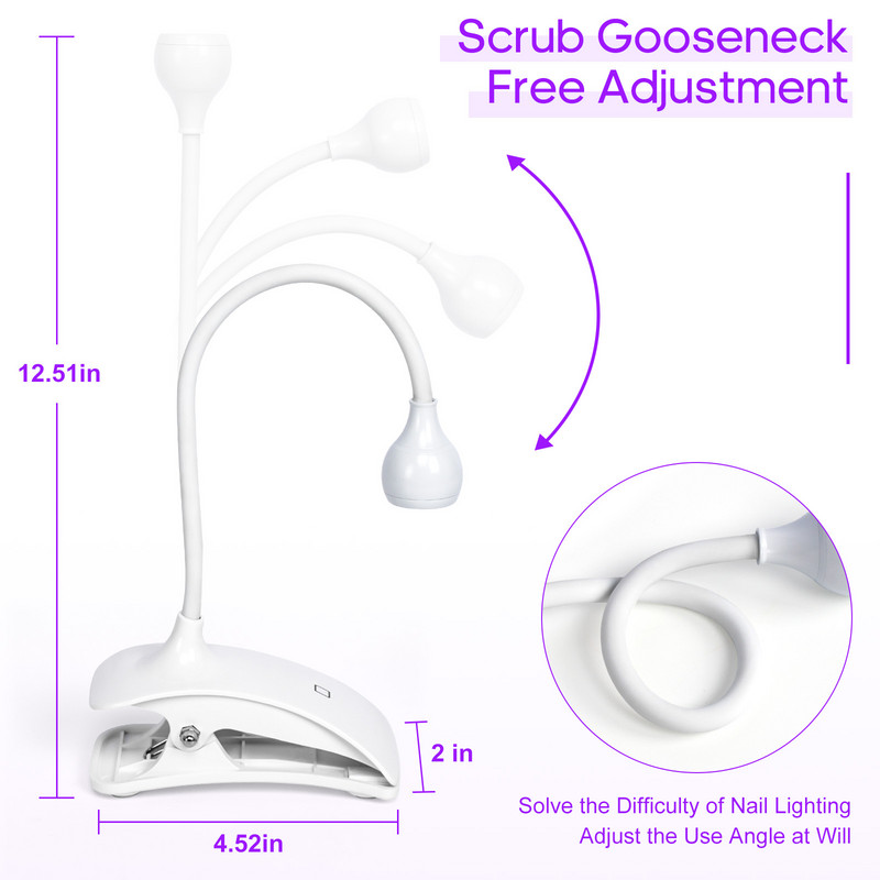 UV lampa za sušenje noktiju Mini Led svjetla Ultraljubičasta Fleksibilna Clip-On Stol Zaslon na dodir USB Gel za sušenje Manikura Pedikura Alati