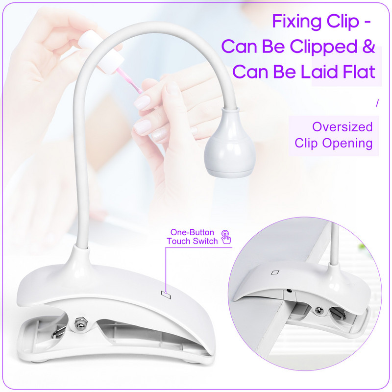 UV lampa za sušenje noktiju Mini Led svjetla Ultraljubičasta Fleksibilna Clip-On Stol Zaslon na dodir USB Gel za sušenje Manikura Pedikura Alati