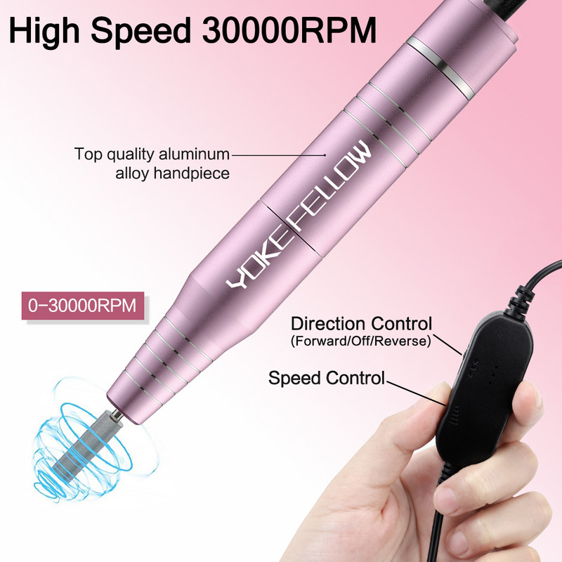 YOKE FELLOW 30000/35000RPM elektromos körömfúró gép hordozható USB alacsony zajszintű manikűr maró körömreszelő otthoni szalon használat