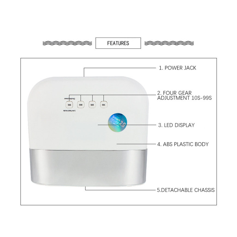 48W Smart UV LED lámpás körömszárító 36db LED Gél Lakk Intelligens Auto Sensor Egykezes Körömszárító Gyorsan száradó köröm felszerelés
