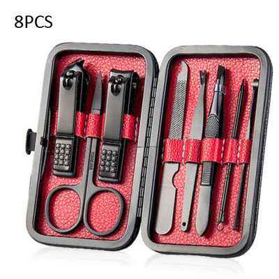 Set škarica za nokte Komplet za manikuru i pedikuru 7/8 KOM od nehrđajućeg čelika, škarica za nokte za pedikuru s dotjerivanjem Putovanje s torbicom