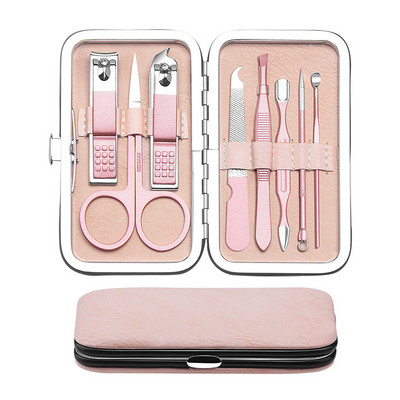 Set škarica za nokte Komplet za manikuru i pedikuru 7/8 KOM od nehrđajućeg čelika, škarica za nokte za pedikuru s dotjerivanjem Putovanje s torbicom