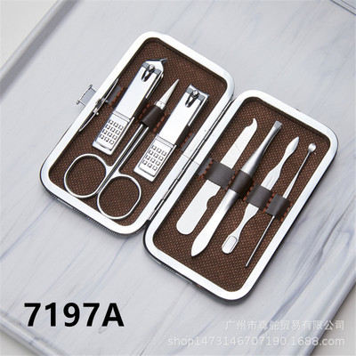 Set škarica za nokte Komplet za manikuru i pedikuru 7/8 KOM od nehrđajućeg čelika, škarica za nokte za pedikuru s dotjerivanjem Putovanje s torbicom