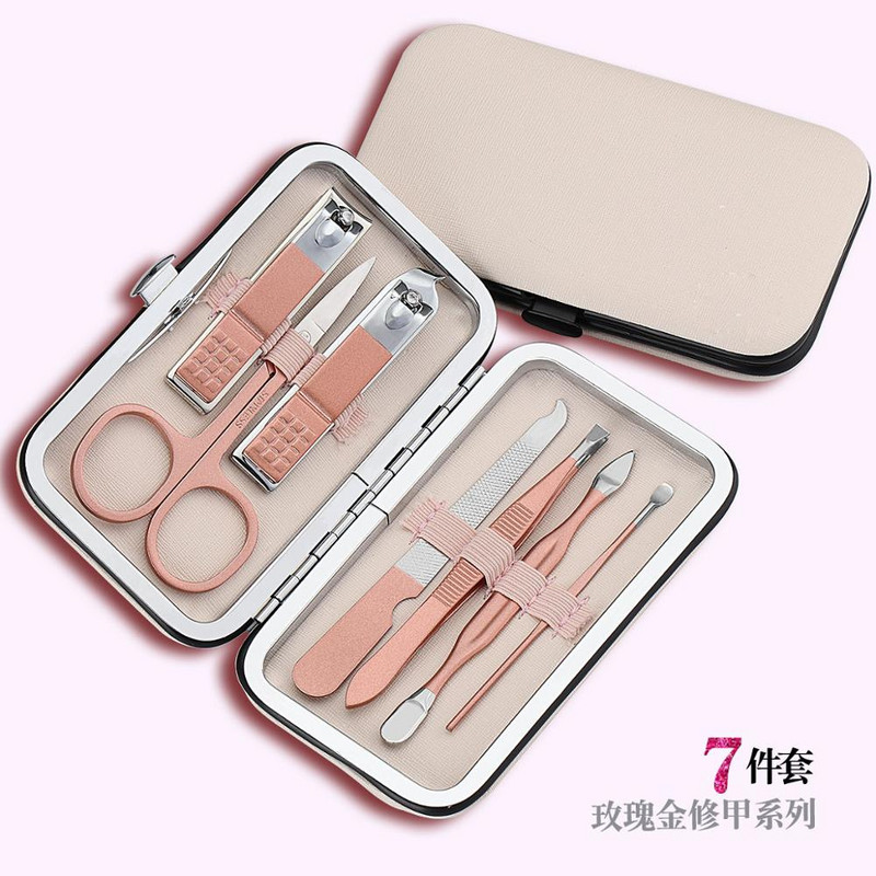 Set škarica za nokte Komplet za manikuru i pedikuru 7/8 KOM od nehrđajućeg čelika, škarica za nokte za pedikuru s dotjerivanjem Putovanje s torbicom