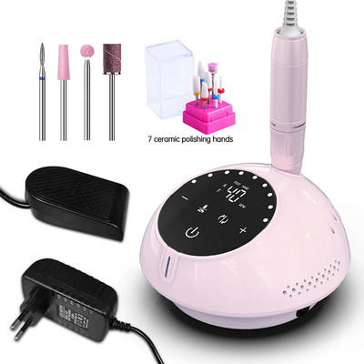 Mașină electrică de găurit unghii, 40000 rpm, comparabilă cu Efile fără perii, cu funcție de pauză pentru burghiul acrilic pentru manichiură de salon de unghii