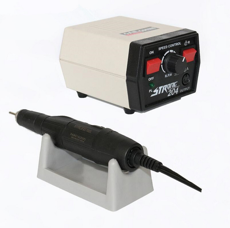 Полиране на нокти Инструменти за бижута Micromotor Strong 204 Корейски микромотор, златарски инструменти гравьор 102 наконечник Полиращи арт инструменти