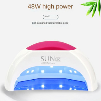 SUNUV SUN2C 48W Λάμπα νυχιών UV Λάμπα SUN2 Στεγνωτήρας νυχιών για στεγνωτήρα νυχιών UVLED Αισθητήρας υπερύθρων με μαξιλαράκι σιλικόνης Rose Salon Use