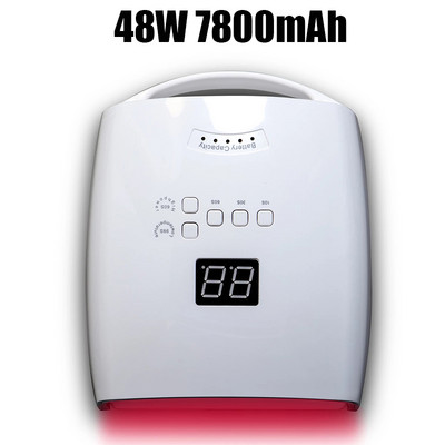 Επαναφορτιζόμενη λάμπα νυχιών με λαβή Wireless Gel Polish Dryer Red Light Μηχάνημα θεραπείας νυχιών Λάμπα πεντικιούρ Ασύρματη λάμπα νυχιών UV LED