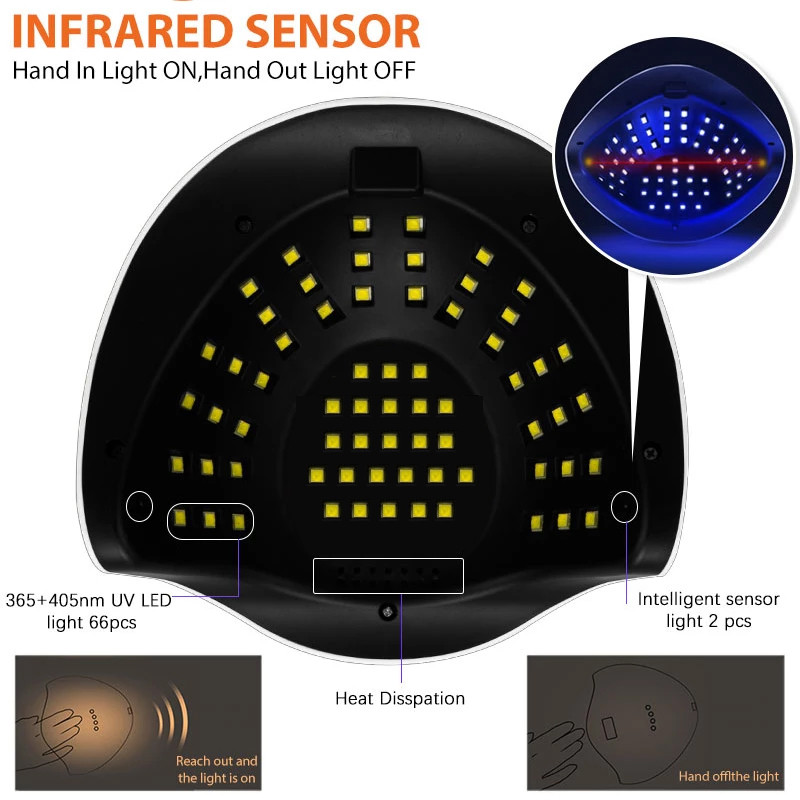 SUN X10 Max Lampara UV LED körömlámpa szárító géllakkhoz Motion Sensing Professzionális UV lámpa manikűr szalonba