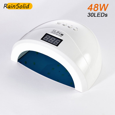НОВА 48W SUN1s UV LED лампа Сушилня за нокти за всички гелове 30 светодиода Полски таймер за слънчева светлина 10/30/60 s Автоматични индукционни инструменти за маникюр