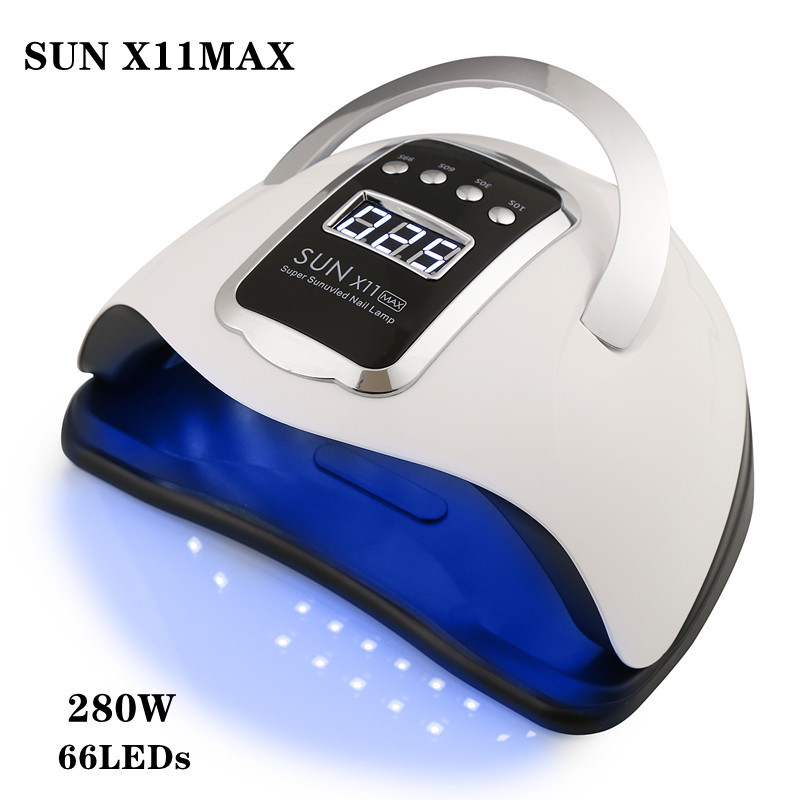 280 W SUN X11/10 MAX nagų gelio lempa 66 LED didelio galingumo nagų džiovintuvas visiems geliniam lakui UV LED ledo lempa nagams pasidaryk manikiūro įrankiams